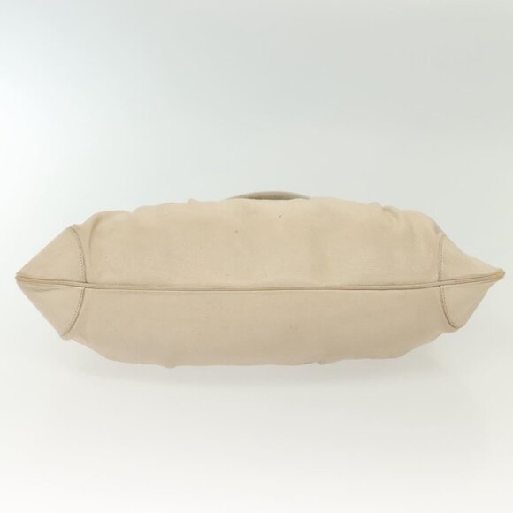 Salvatore Ferragamo Gancini Tote Bag Leather Beige Silver Auth - Picture 7 of 16